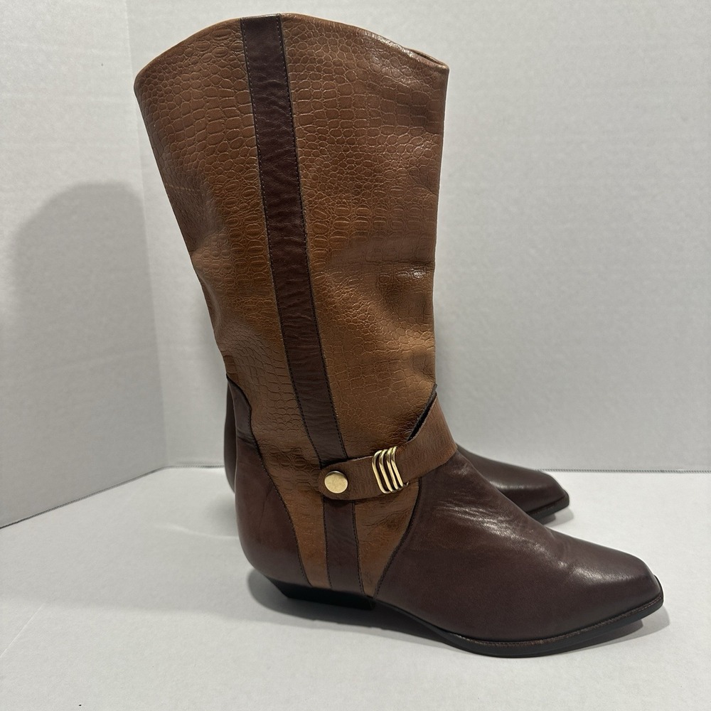 Vintage Dingo 8108 Sample Boots Womens 6B Brown Leather Western Pointed Toe
